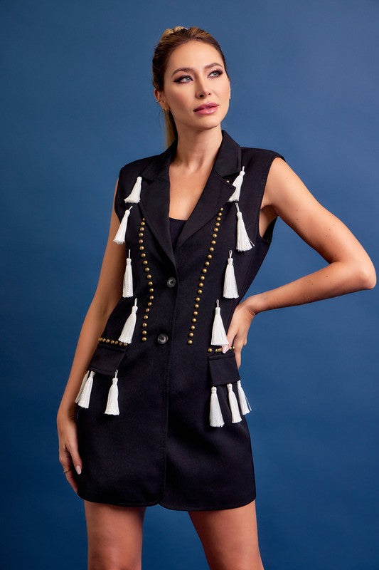 Studded Tassel Blazer Dress
