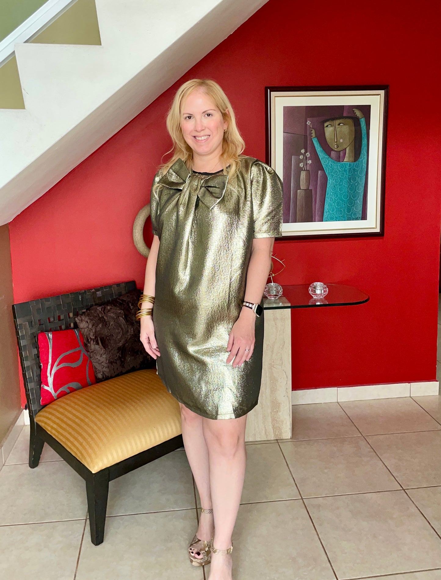 Bow Metallic Dress