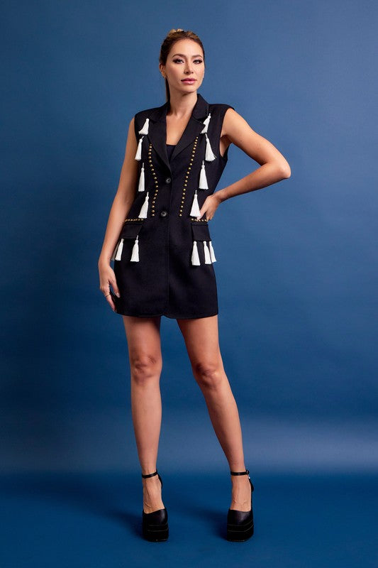 Studded Tassel Blazer Dress