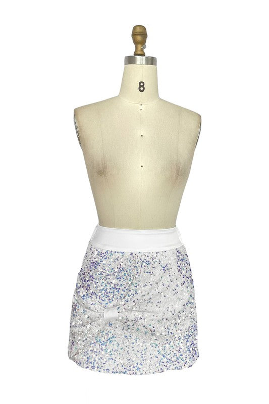 Front Bow Sequin Skirt