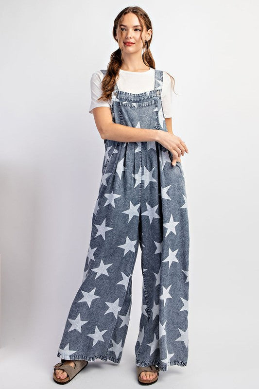 Star Print Overall Jumpsuit