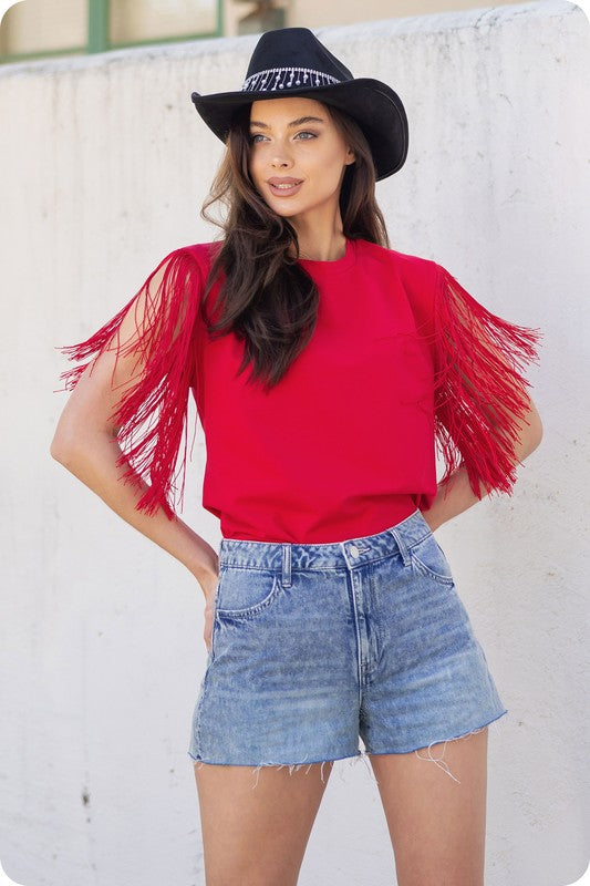 Burgundy Fringe Top