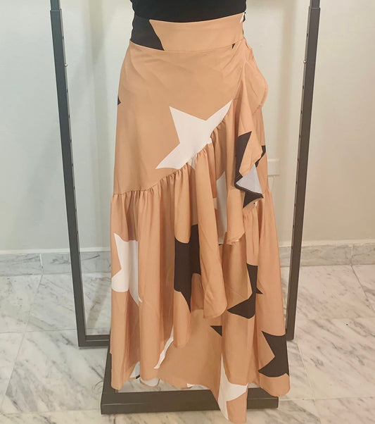 Star Taupe Wrap Around Skirt