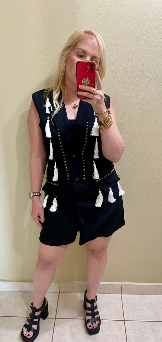 Studded Tassel Blazer Dress