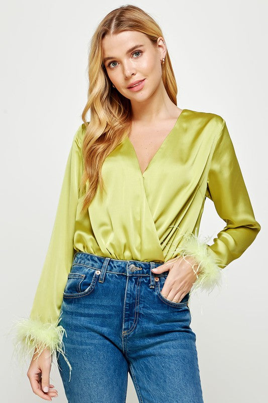 Chartreuse Feather Top