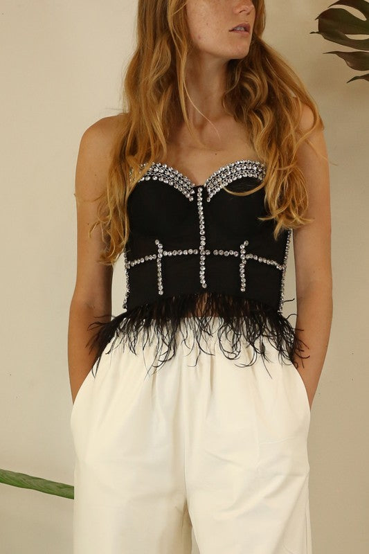 Stone Feather Bustier Top